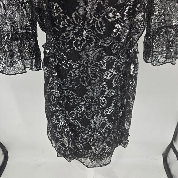 VAMPIRE'S WIFE X H&M "Mystique" Lace Mini Dress Black Silver Size Large NWT - Picture 4 of 9